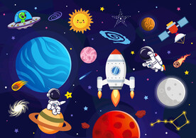 卡通火箭太空宇宙星球宇航员背景