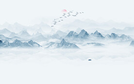 新中式水墨山水画背景墙