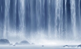 招财瀑布山水画