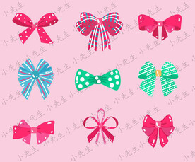 可爱红绿蝴蝶结领结插画素材