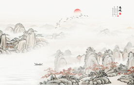 水墨禅意山水画