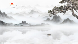中国风中式写意水墨山水
