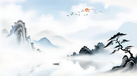 禅意水墨画客厅沙发背景