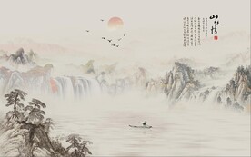 中式水墨山水装饰画背景墙