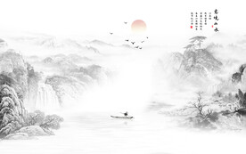 水墨风景山水画背景电视