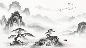 中式水墨山水背景墙
