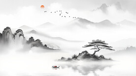 中国山水意境水墨画