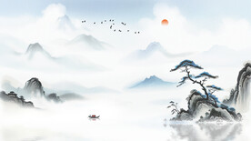 意境山水水墨画背景