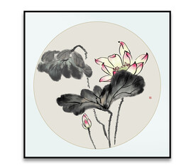 国画荷花 