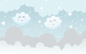 北欧ins云朵卡通背景墙