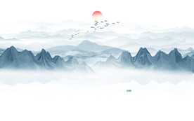 抽象山水水墨画