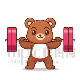 可爱卡通举重的狗熊