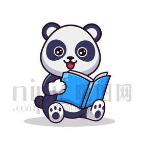 可爱卡通爱学习的大熊猫