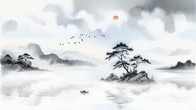 中式水墨山水电视背景