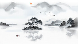 新中式山水电视背景墙