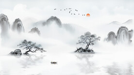 中式意境水墨画背景