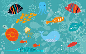 卡通海底王国背景墙