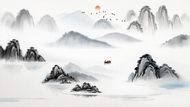 新中式水墨画背景