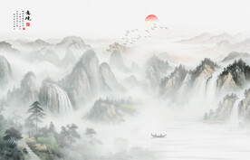 新中式意境山水水墨画