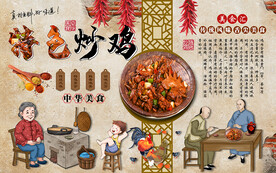 美食 鸡肉工装背景墙