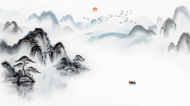 山水沙发背景墙