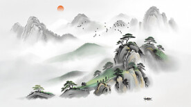 新中式水墨画背景