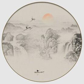 圆形山水水墨画