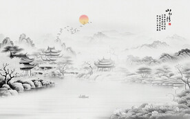 水墨江南山水画