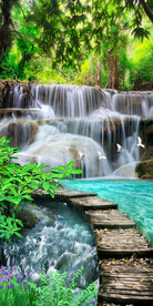 流水生财美景玄关装饰画