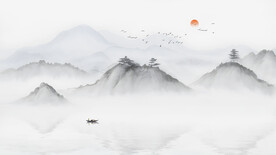 新中式山水背景