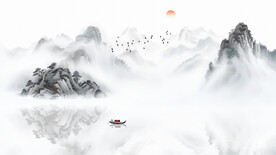 国画意境山水风景