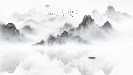 意境山水背景墙装饰画