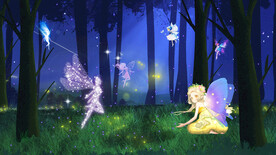 蓝色夜晚森林小精灵背景图