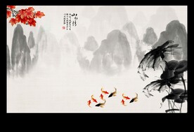 写意荷花背景墙