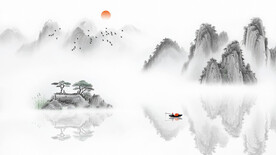 水墨意境山水画背景
