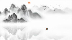 大气水墨山水背景