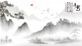 中式风景水墨画