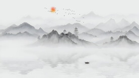 中式意境山水情背景墙