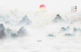 水墨禅意山水画