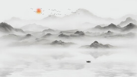 山水意境客厅背景墙