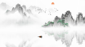 新中式背景山水画