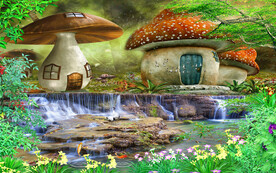 流水生财山水电视背景墙