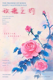 手绘玫瑰海报