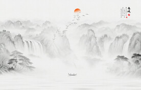 新中式水墨山水图