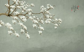 新中式工笔花鸟画背景墙壁纸