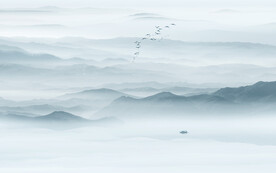 意境水墨山水壁画