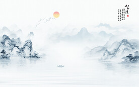 大气水墨山水画背景墙