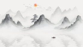 简约水墨山水电视背景