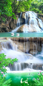 流水生财自然景物瀑布玄关