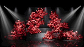 红色绣球花艺su模型